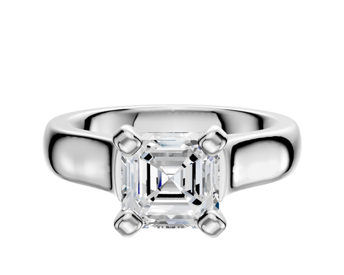 14K White Gold 4 Prong Cathedral Dome 4.0mm Engagement Ring