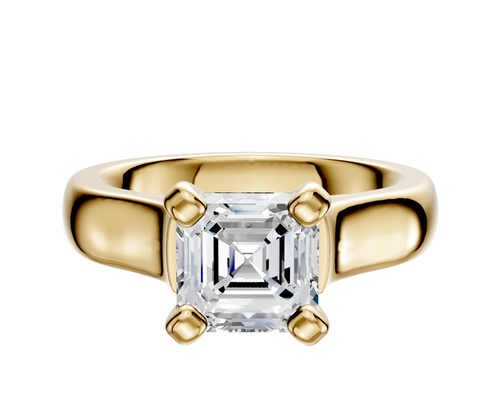 18K Yellow Gold 4 Prong Cathedral Dome 4.0mm Engagement Ring