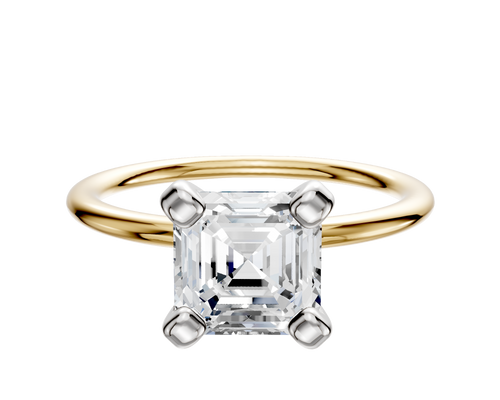 14K Two Tone 4 Prong Classic Dome 1.5mm Engagement Ring