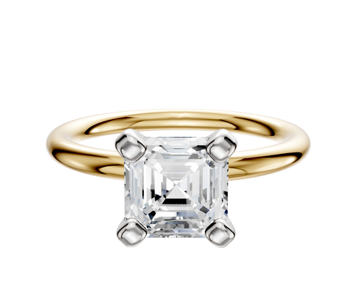 18K Two Tone 4 Prong Classic Dome 2.0mm Engagement Ring