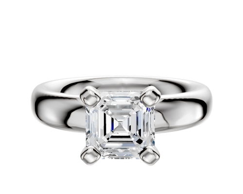18K White Gold 4 Prong Classic Dome 4.0mm Engagement Ring