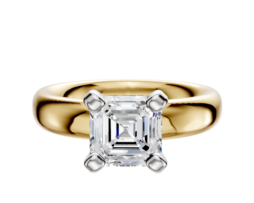 18K Two Tone 4 Prong Classic Dome 4.0mm Engagement Ring