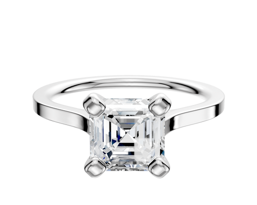 18K White Gold 4 Prong Cathedral Flat 1.5mm Engagement Ring