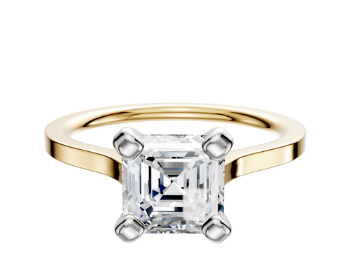 18K Two Tone 4 Prong Cathedral Flat 1.5mm Engagement Ring