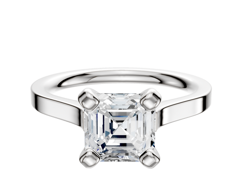 14K White Gold 4 Prong Cathedral Flat 2.0mm Engagement Ring