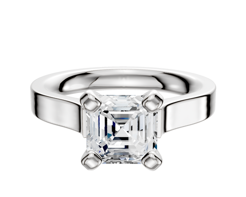 14K White Gold 4 Prong Cathedral Flat 3.0mm Engagement Ring
