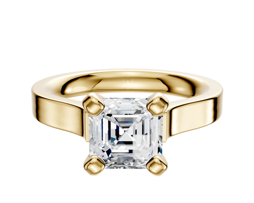 14K Yellow Gold 4 Prong Cathedral Flat 3.0mm Engagement Ring