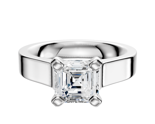 Platinum 4 Prong Cathedral Flat 4.0mm Engagement Ring