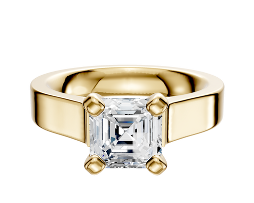 14K Yellow Gold 4 Prong Cathedral Flat 4.0mm Engagement Ring