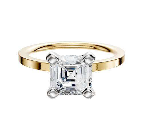 14K Two Tone 4 Prong Classic Flat 1.5mm Engagement Ring