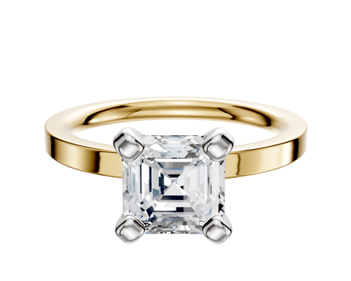 14K Two Tone 4 Prong Classic Flat 2.0mm Engagement Ring