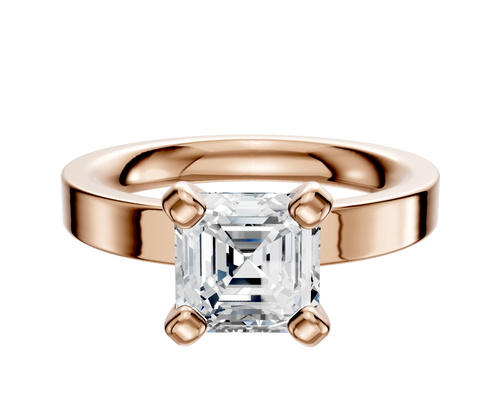 18K Rose Gold 4 Prong Classic Flat 3.0mm Engagement Ring