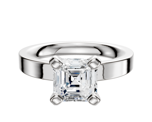 Platinum 4 Prong Classic Flat 3.0mm Engagement Ring