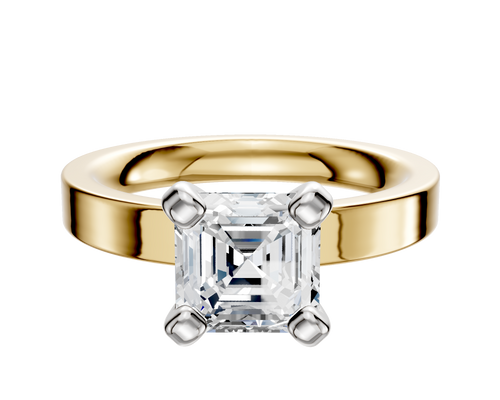 14K Two Tone 4 Prong Classic Flat 3.0mm Engagement Ring