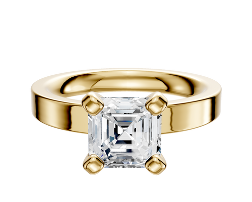 14K Yellow Gold 4 Prong Classic Flat 3.0mm Engagement Ring