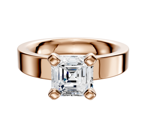 18K Rose Gold 4 Prong Classic Flat 4.0mm Engagement Ring