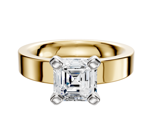 14K Two Tone 4 Prong Classic Flat 4.0mm Engagement Ring