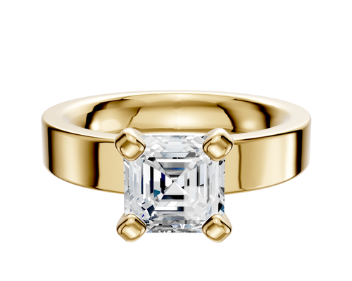 14K Yellow Gold 4 Prong Classic Flat 4.0mm Engagement Ring