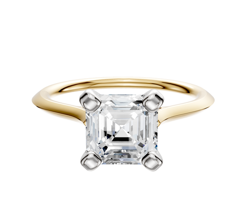 18K Two Tone 4 Prong Cathedral Knife Edge 1.5mm Engagement Ring