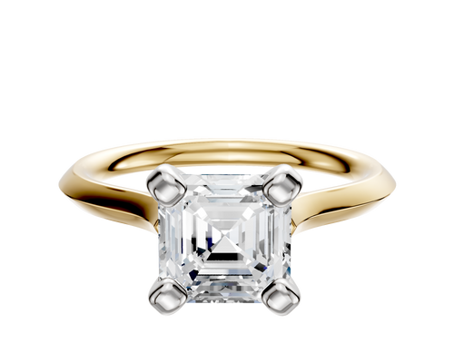 18K Two Tone 4 Prong Cathedral Knife Edge 2.0mm Engagement Ring