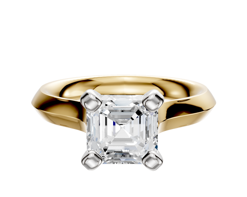 18K Two Tone 4 Prong Cathedral Knife Edge 3.0mm Engagement Ring