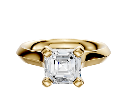 14K Yellow Gold 4 Prong Cathedral Knife Edge 3.0mm Engagement Ring