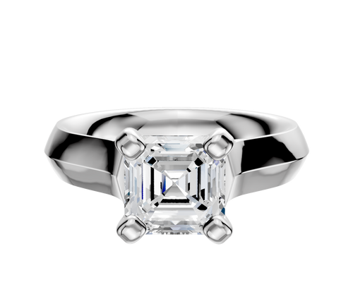14K White Gold 4 Prong Cathedral Knife Edge 4.0mm Engagement Ring