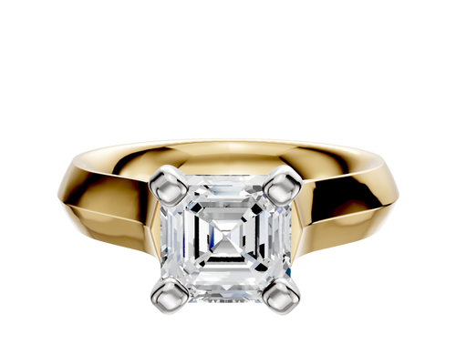 18K Two Tone 4 Prong Cathedral Knife Edge 4.0mm Engagement Ring