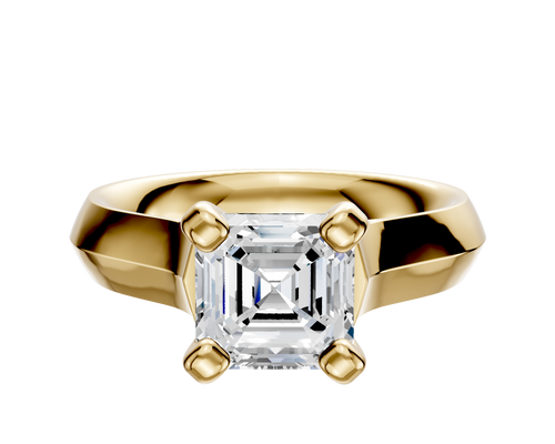 18K Yellow Gold 4 Prong Cathedral Knife Edge 4.0mm Engagement Ring