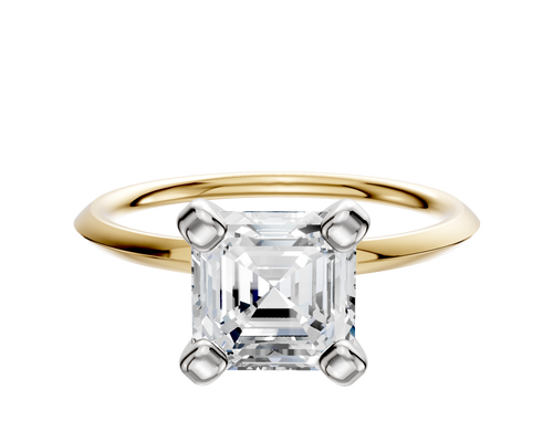 14K Two Tone 4 Prong Classic Knife Edge 1.5mm Engagement Ring