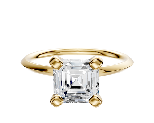 18K Yellow Gold 4 Prong Classic Knife Edge 1.5mm Engagement Ring