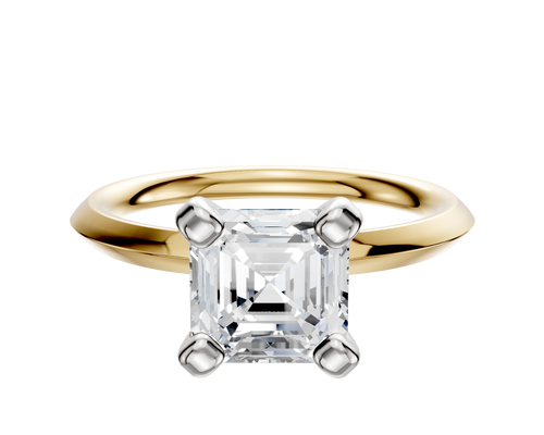 18K Two Tone 4 Prong Classic Knife Edge 2.0mm Engagement Ring