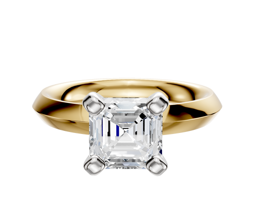 14K Two Tone 4 Prong Classic Knife Edge 3.0mm Engagement Ring