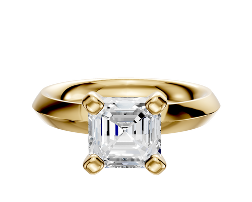 18K Yellow Gold 4 Prong Classic Knife Edge 3.0mm Engagement Ring