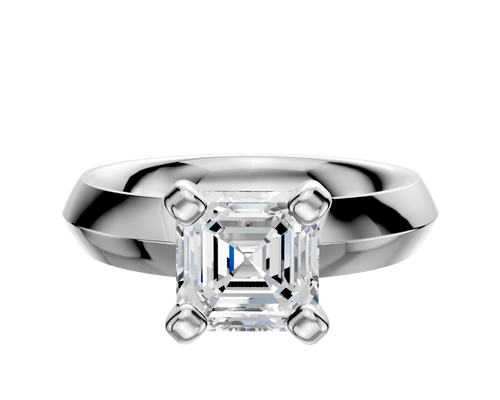 14K White Gold 4 Prong Classic Knife Edge 4.0mm Engagement Ring