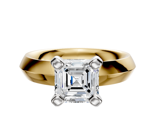18K Two Tone 4 Prong Classic Knife Edge 4.0mm Engagement Ring