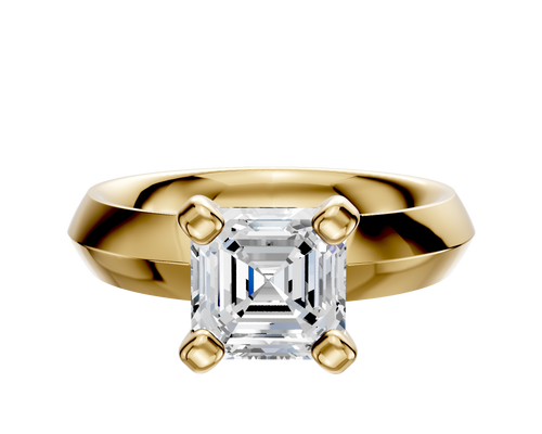 18K Yellow Gold 4 Prong Classic Knife Edge 4.0mm Engagement Ring