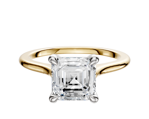 18K Two Tone 4 Prong Basket Cathedral Dome 1.5mm Engagement Ring