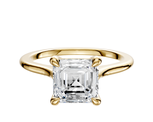 14K Yellow Gold 4 Prong Basket Cathedral Dome 1.5mm Engagement Ring