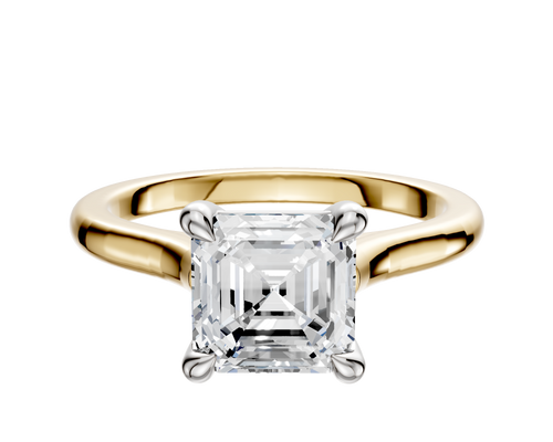 18K Two Tone 4 Prong Basket Cathedral Dome 2.0mm Engagement Ring