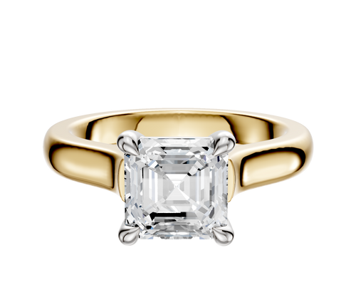 18K Two Tone 4 Prong Basket Cathedral Dome 3.0mm Engagement Ring