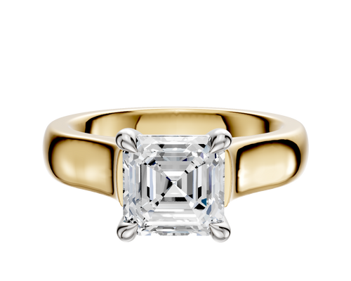 14K Two Tone 4 Prong Basket Cathedral Dome 4.0mm Engagement Ring