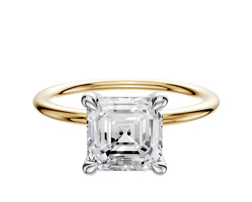 18K Two Tone 4 Prong Basket Classic Dome 1.5mm Engagement Ring