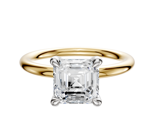 14K Two Tone 4 Prong Basket Classic Dome 2.0mm Engagement Ring