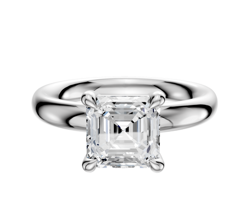 14K White Gold 4 Prong Basket Classic Dome 3.0mm Engagement Ring