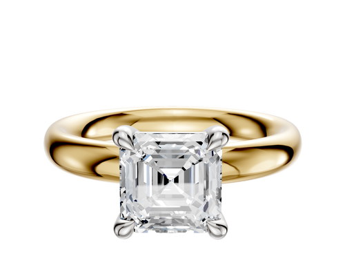 14K Two Tone 4 Prong Basket Classic Dome 3.0mm Engagement Ring