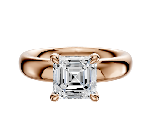 18K Rose Gold 4 Prong Basket Classic Dome 4.0mm Engagement Ring