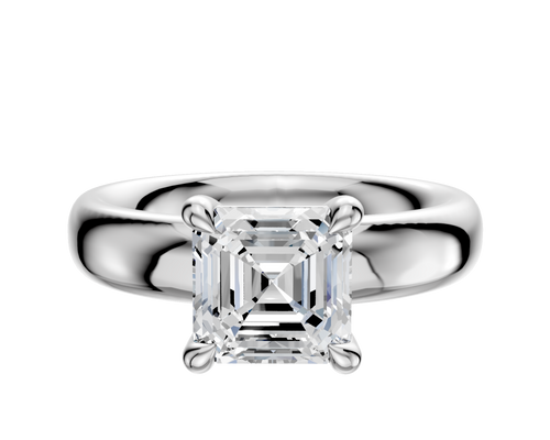 14K White Gold 4 Prong Basket Classic Dome 4.0mm Engagement Ring