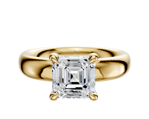 18K Yellow Gold 4 Prong Basket Classic Dome 4.0mm Engagement Ring