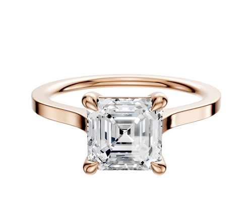 18K Rose Gold 4 Prong Basket Cathedral Flat 1.5mm Engagement Ring